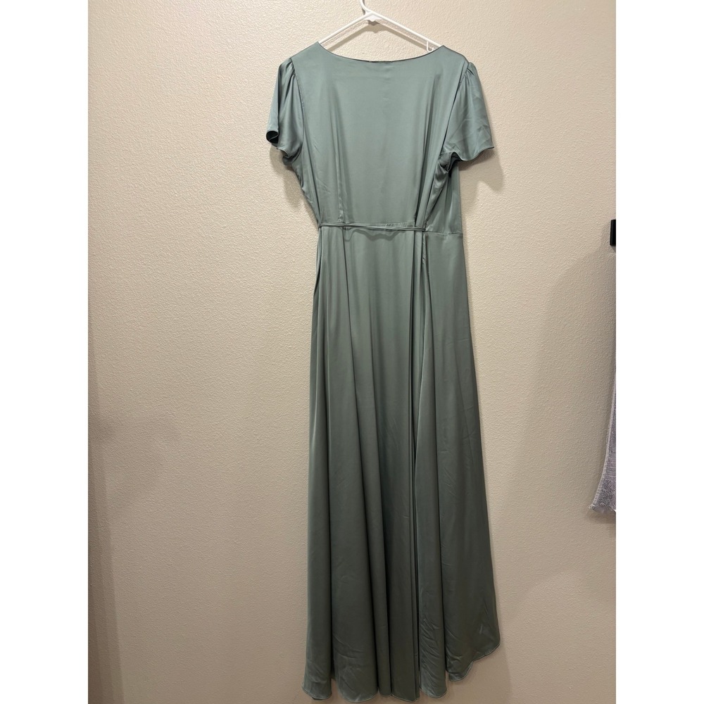 Baltic Born Vara Satin Maxi Wrap Dress Womens XL Eucalyptus Event Wedding Party - Picture 2 of 6